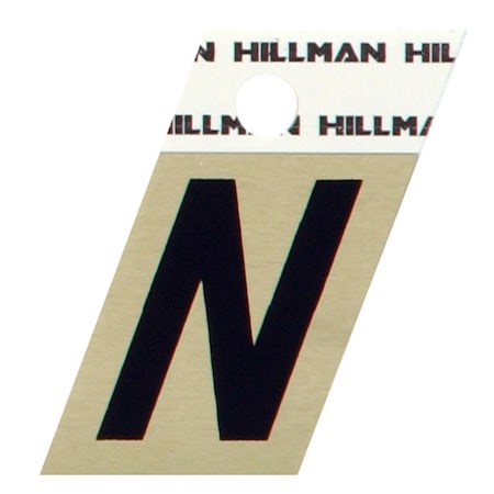 Hillman HILLMAN 1.5 in. Reflective Black Aluminum Self-Adhesive Letter N 1 pc, PK6 840520